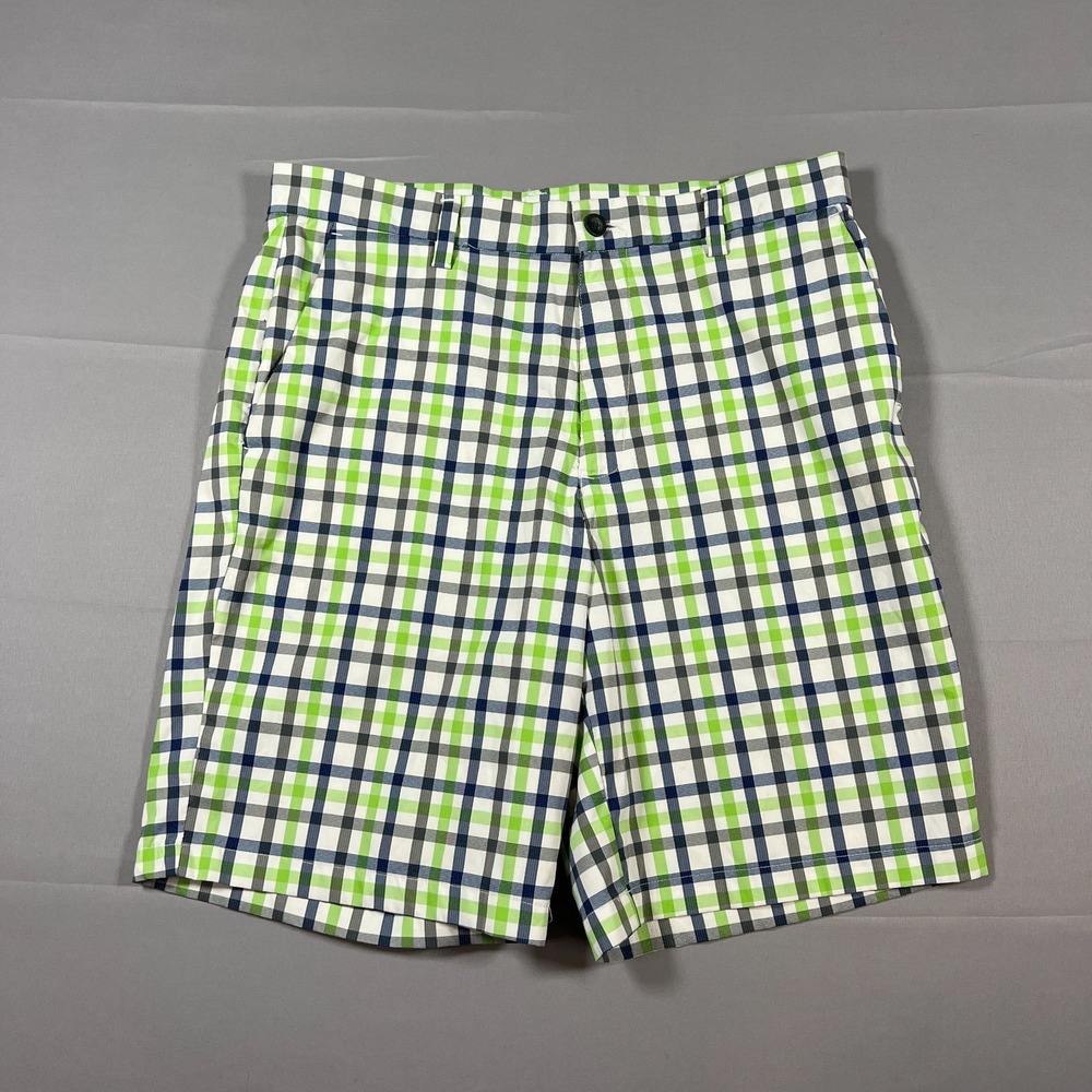 Chaps Golf 78 Shorts Mens 33 Multicolor Checkered Stretch Mid Rise Athleisure